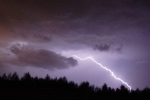 Night sky with lightning. Thunderstorm at night