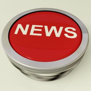 Icon Or Metallic Red Button Showing The Text News For Information Or Media
