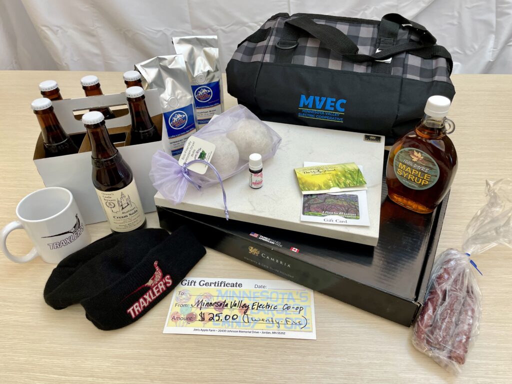 Assortment of food items and gift certificates