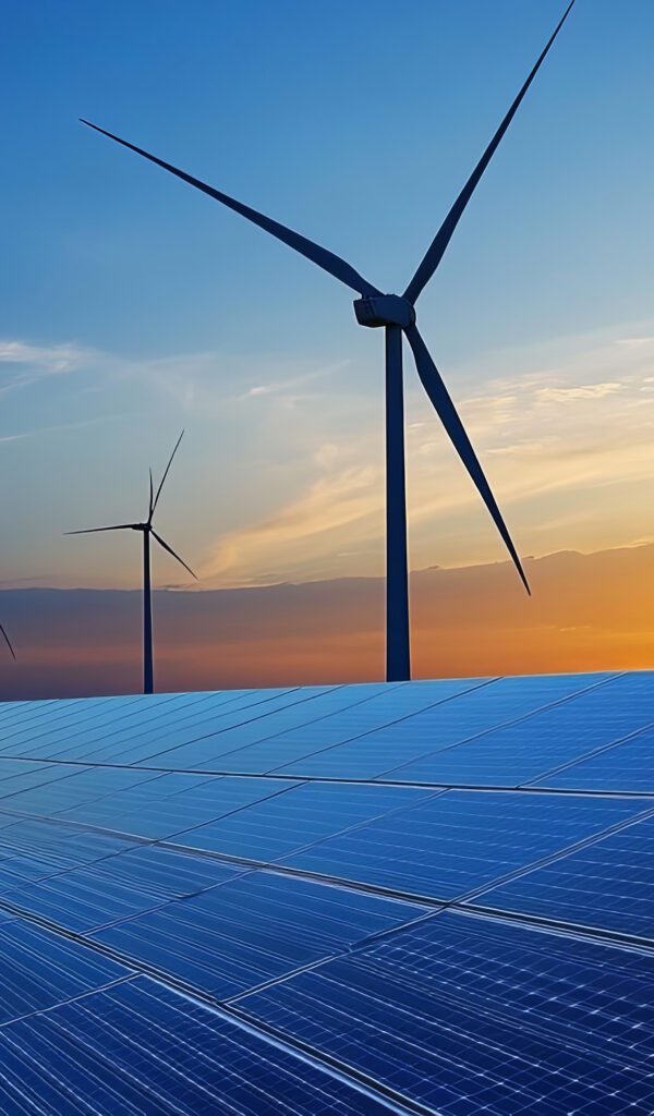 solar panels and wind turbines